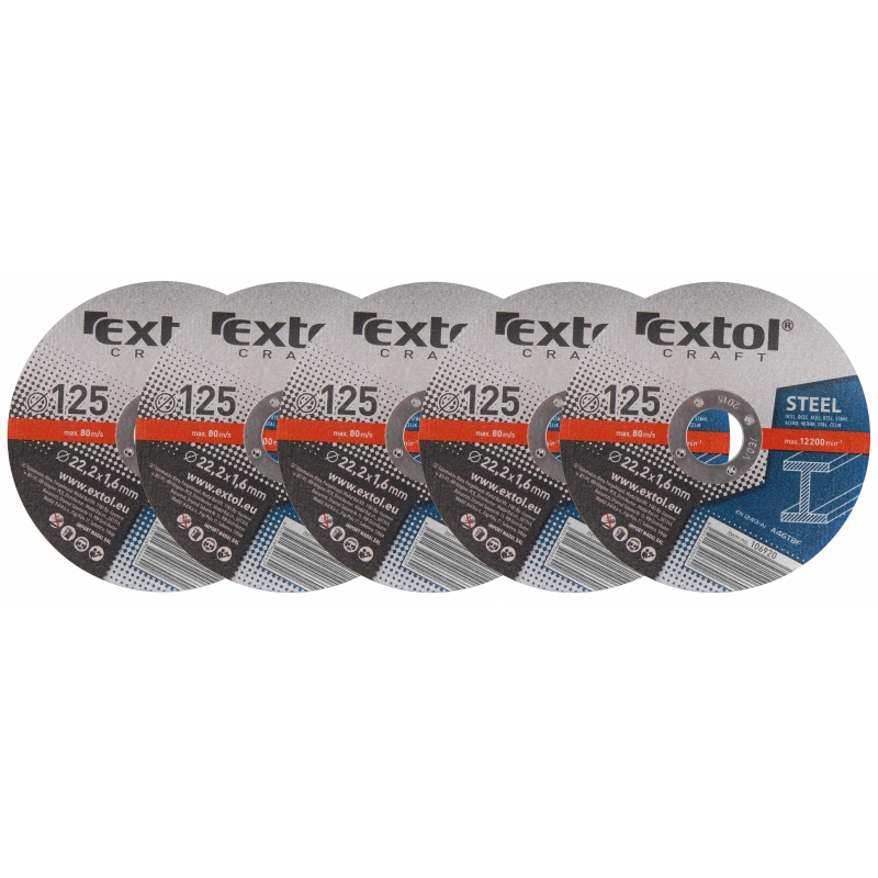 5x kotouč řezný na kov 125x1,6mm EXTOL Craft