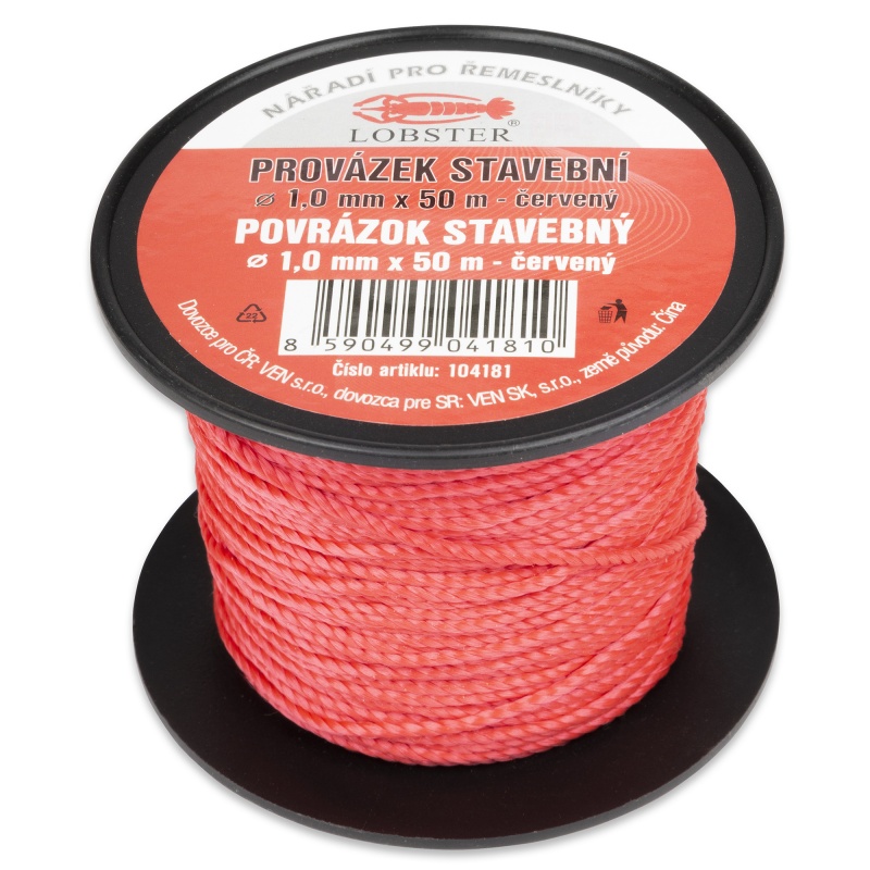 Provázek stavební 50 m x 1 mm červený