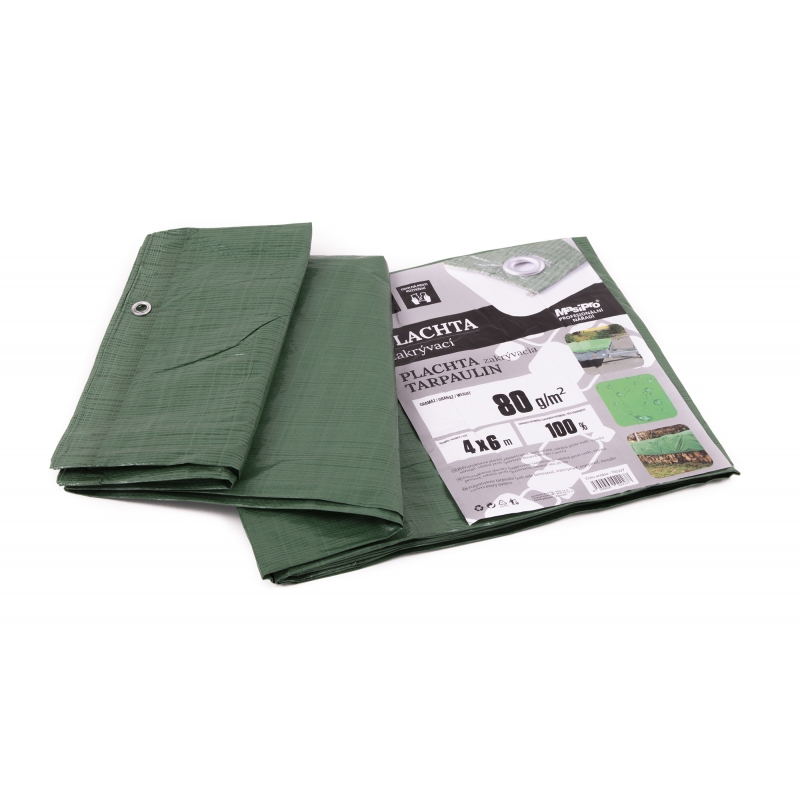 Plachta nepromokavá 4 x 6m 80g/m2, zelená