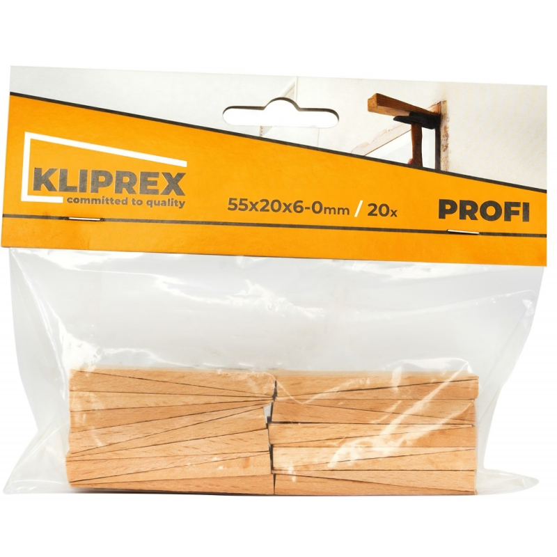Klínky montážní 55x20x6-0mm/20ks dřevěné, ČR