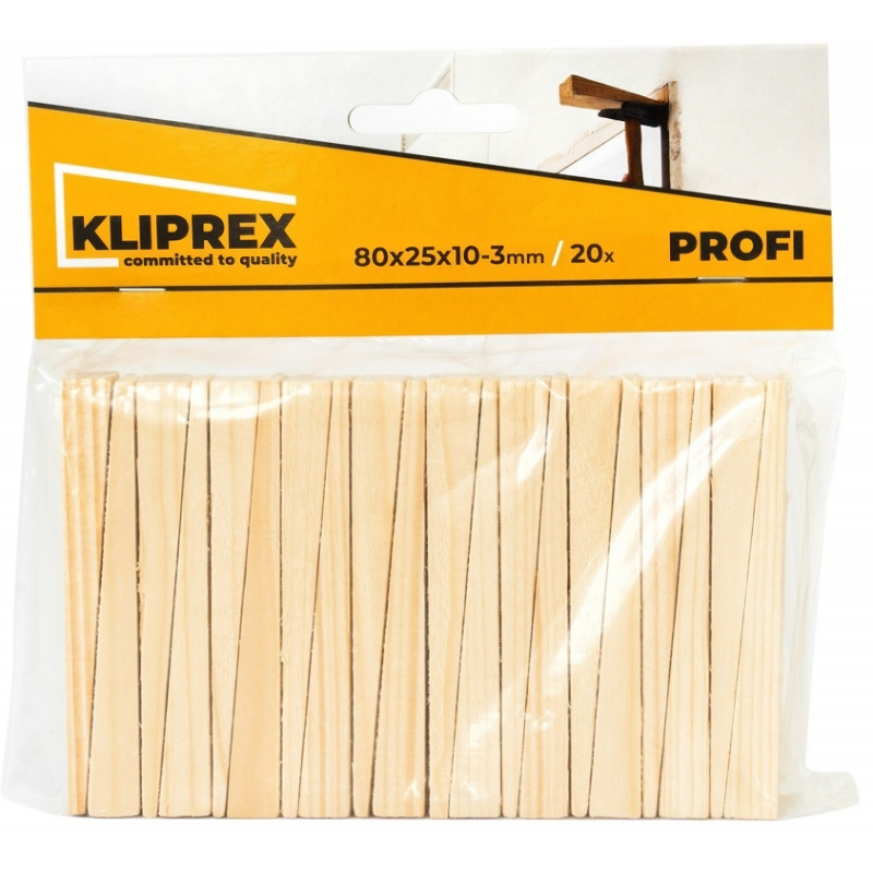 Klínky montážní 80x25x10-3mm/20ks dřevěné, ČR
