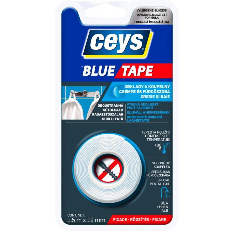 Páska lepicí oboustranná 1.5m x 19mm Ceys Blue Tape