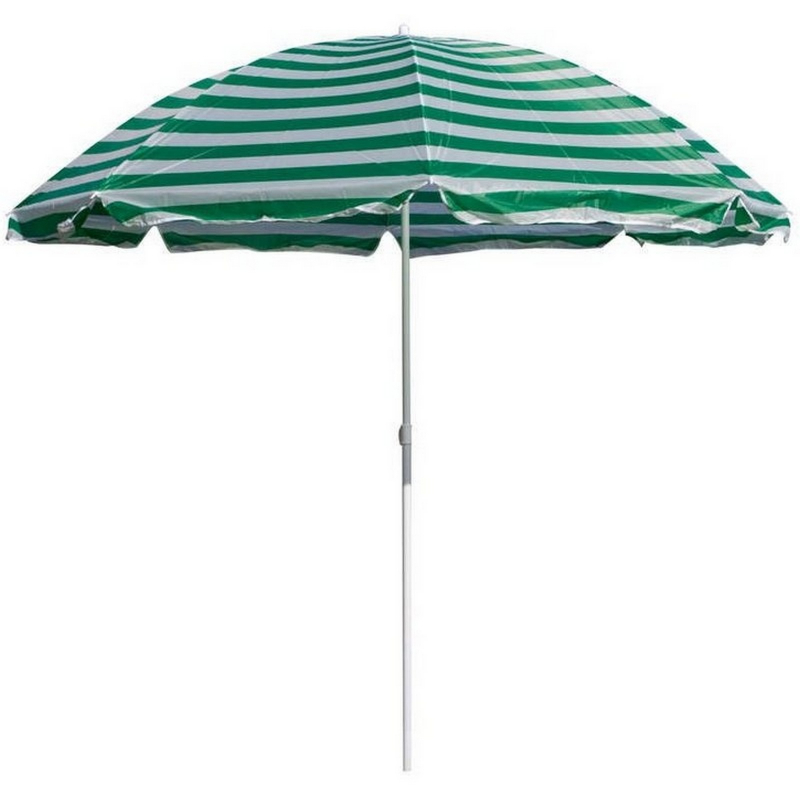 Slunečník 230cm plážový Happy Green zelené pruhy