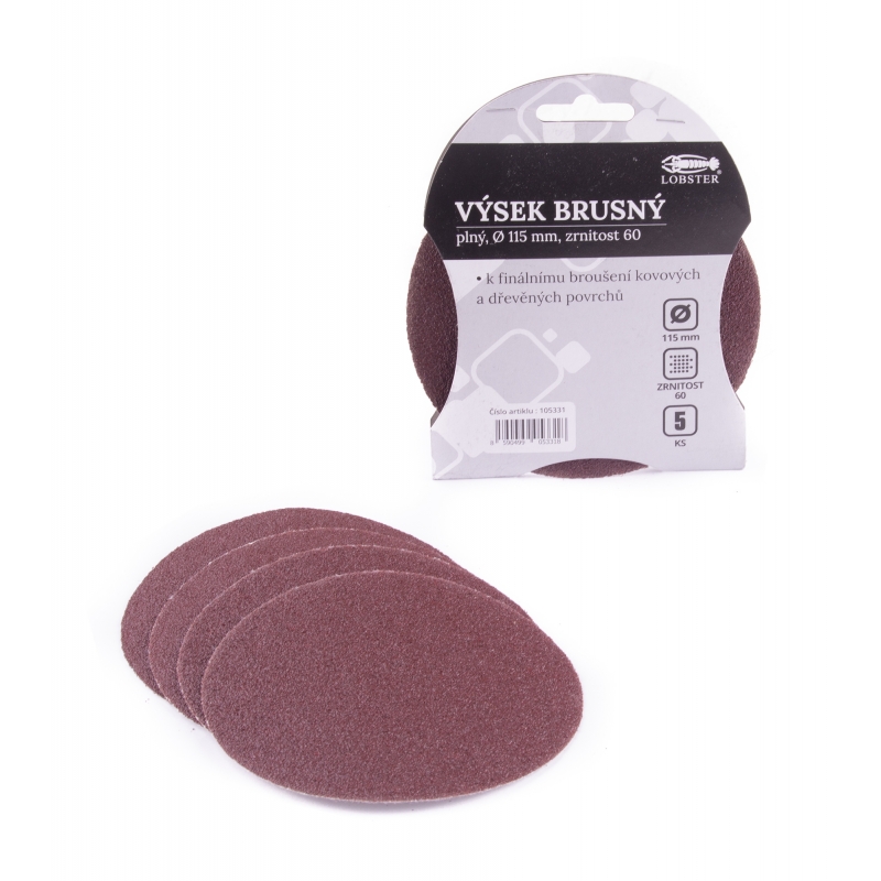 5x 115mm P60 papír brusný výsek plný