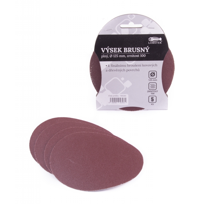 5x 125mm P100 papír brusný výsek plný