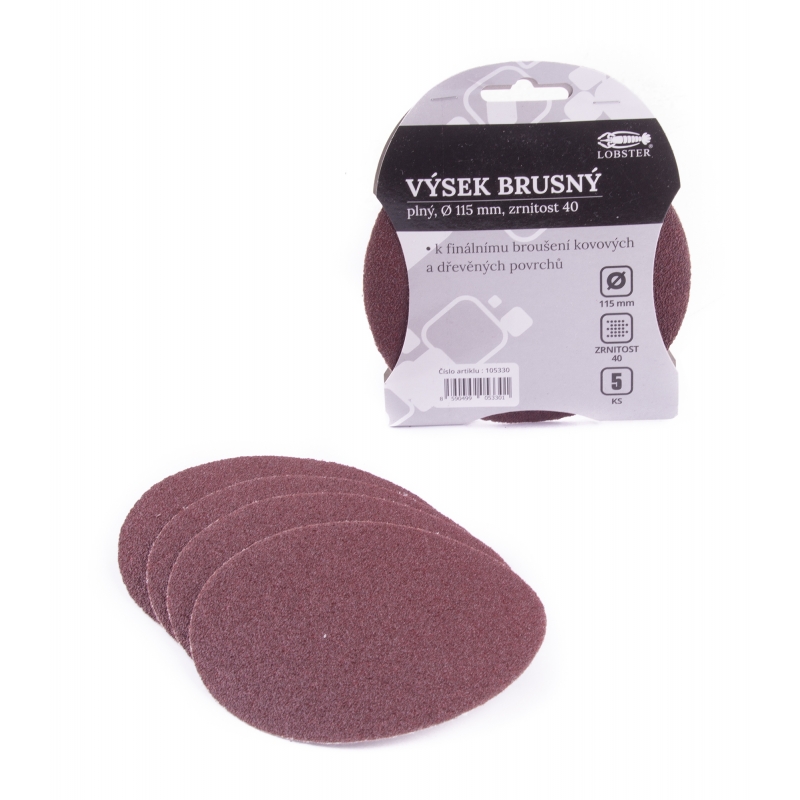 5x 115mm P40 papír brusný výsek plný