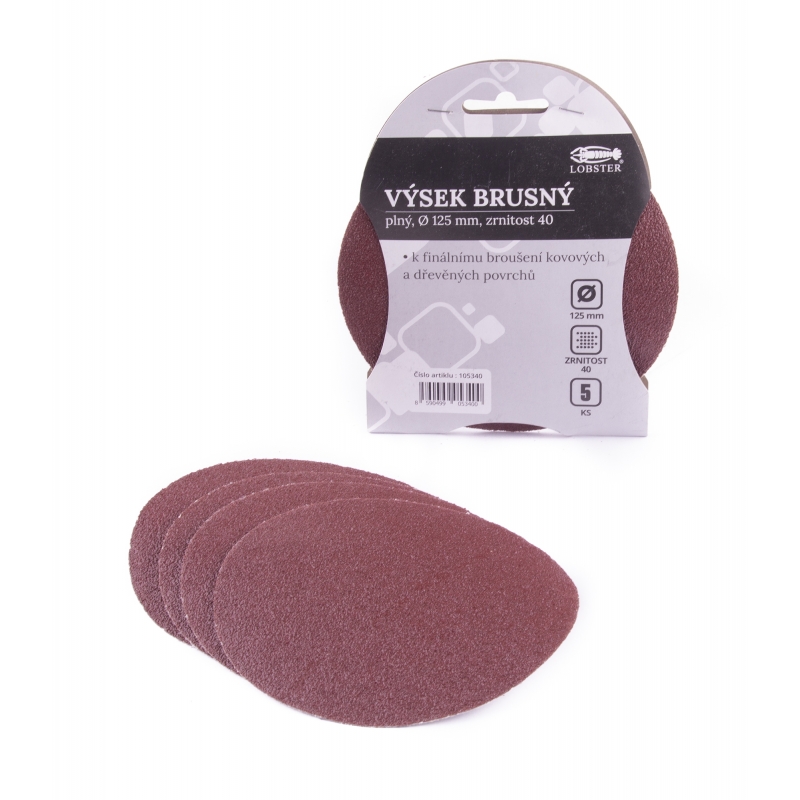 5x 125mm P40 papír brusný výsek plný