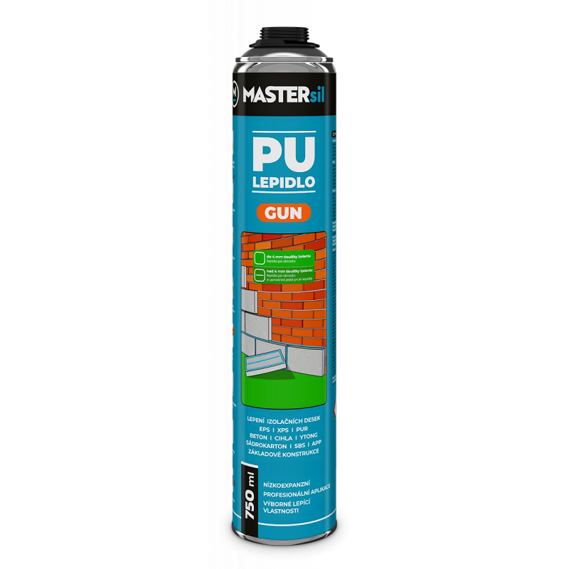 Pěna PU lepidlo 750ml na polystyren pistolová (gun) Mastersil