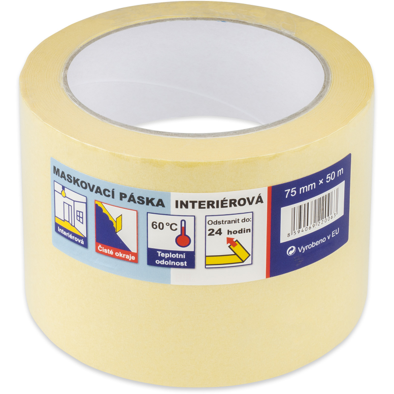 Páska maskovací 75mm x 50m, krepová