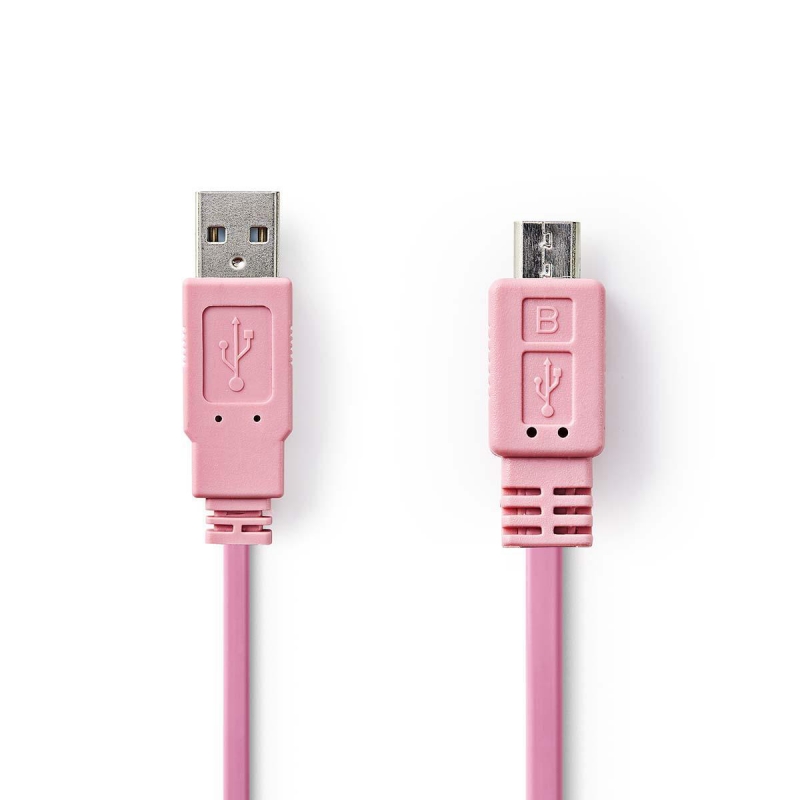 Kabel USB VALUELINE/ Nedis A - B (micro), růžový, 1metr