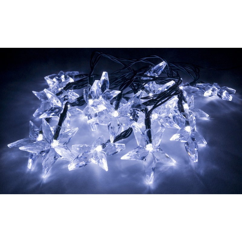 Světelný řetěz 20 LED hvězd 3m, přívod 3m, IP20, bílá
