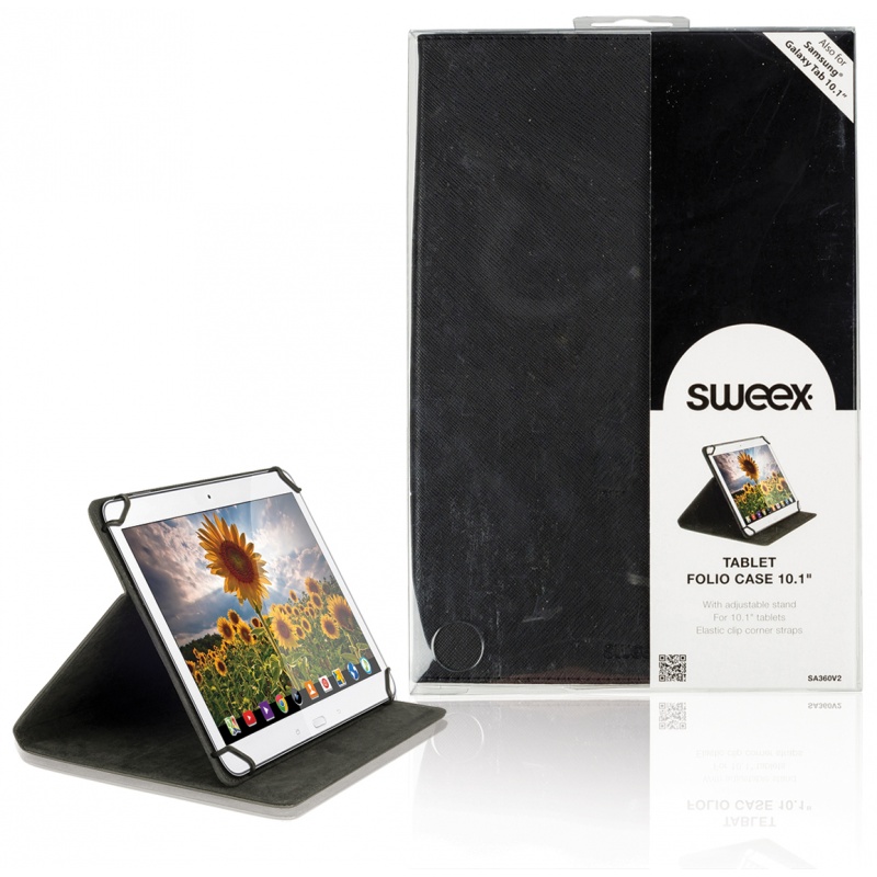 Pouzdro Sweex Tablet Book 10.1" černé, se stojánkem, univerzální, spony