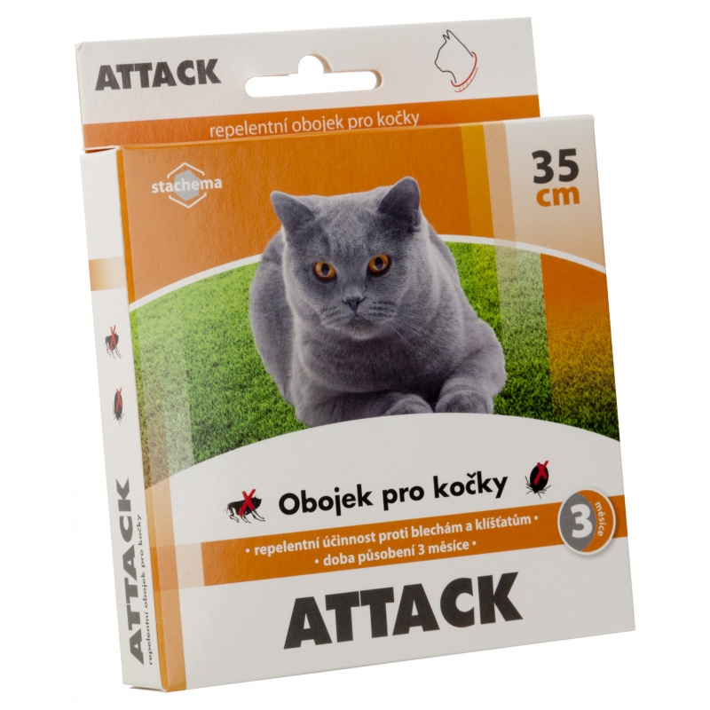Obojek ATTACK pro kočky, antiparazitní 35 cm