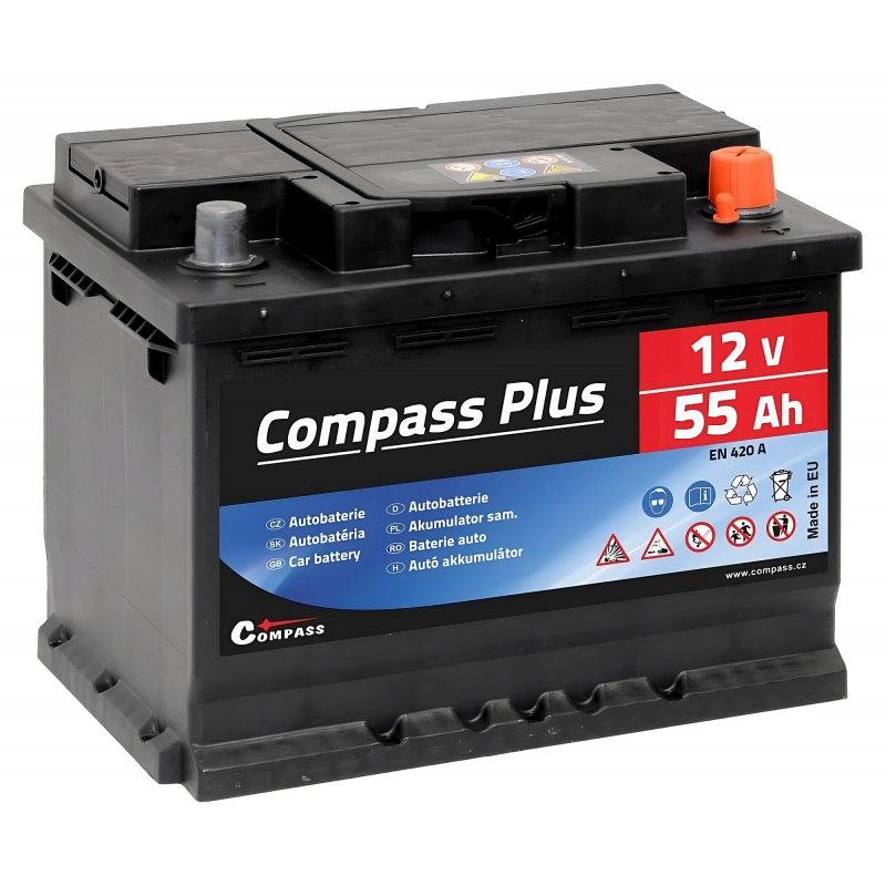 Autobaterie 12V/55Ah/420A pravá Compass Plus
