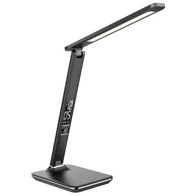 Solight WO45-B lampička stolní černá, 9W, 500lm, 3 barvy světla, stmívatelná, imitace kůže
