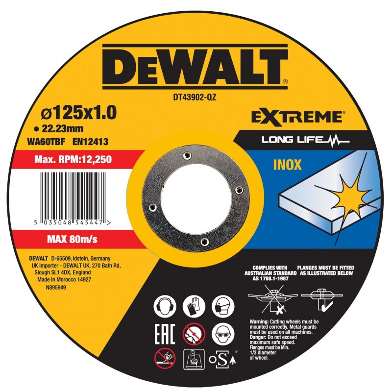 Kotouč řezný na nerez 125x22,2x1 mm Dewalt DT43902-QZ