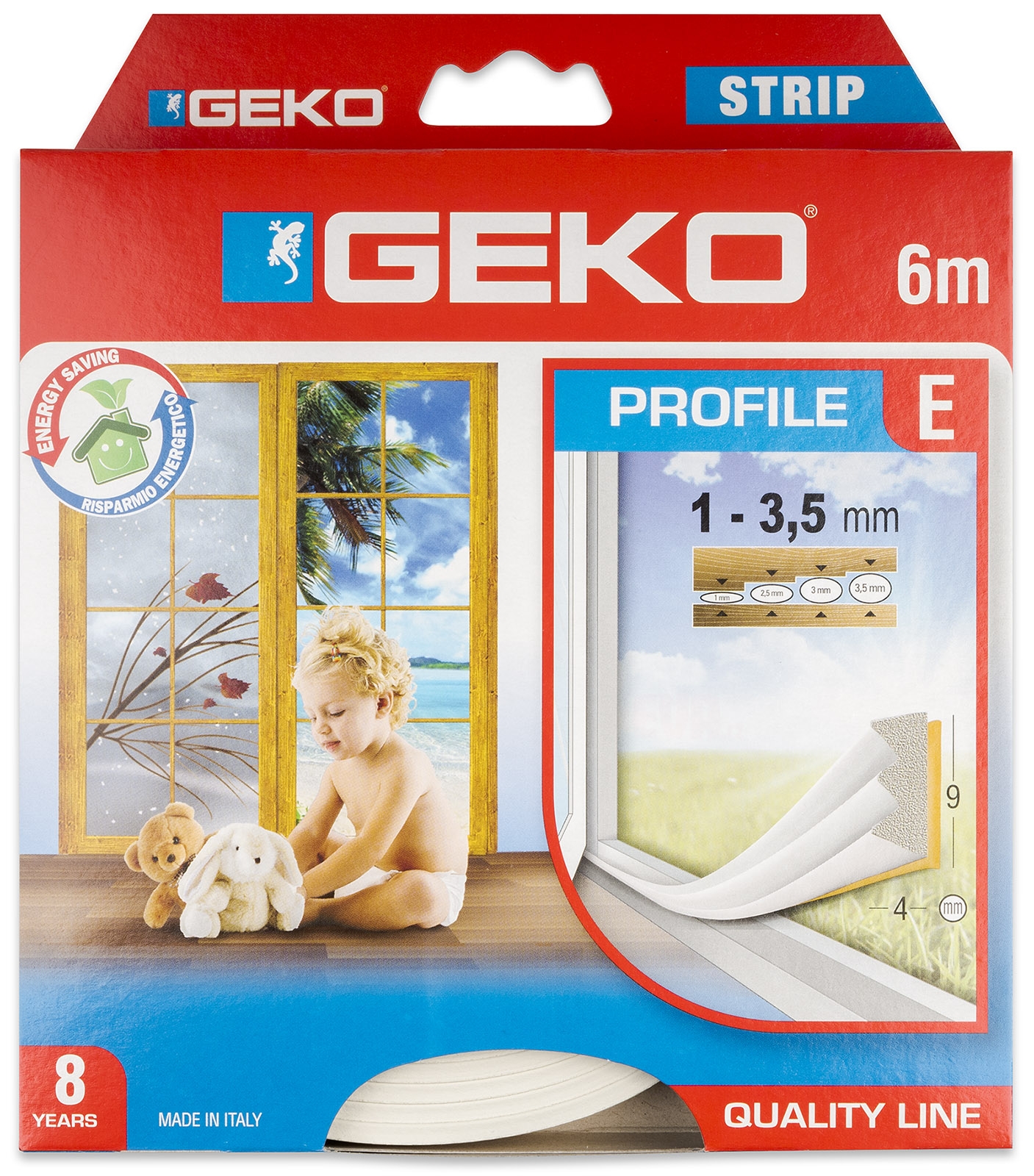 Těsnění do oken 6m/1-3,5mm mezera, bílá, samolepicí