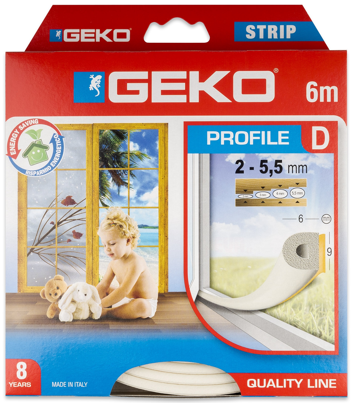 Těsnění do oken 6m/2-5,5mm mezera, bílá, samolepicí
