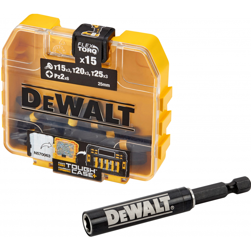 Bity DeWalt DT70522T1, PZ2, Torx, FlexTorq 16ks, ToughCase