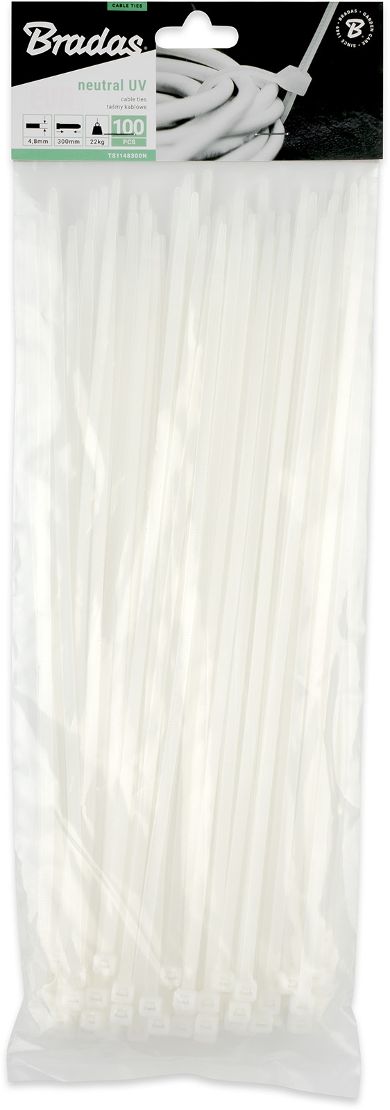 100x p�sek nylon 4,8x300 mm, neutr�ln�
