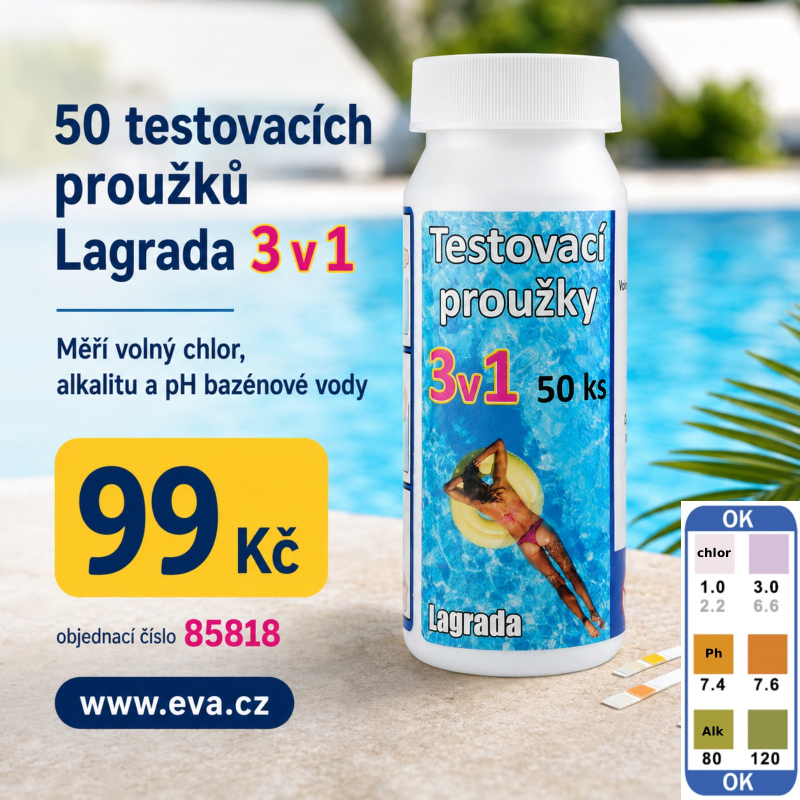 Tester 3 parametry Lagrada chlór, pH, alkalita, 50ks