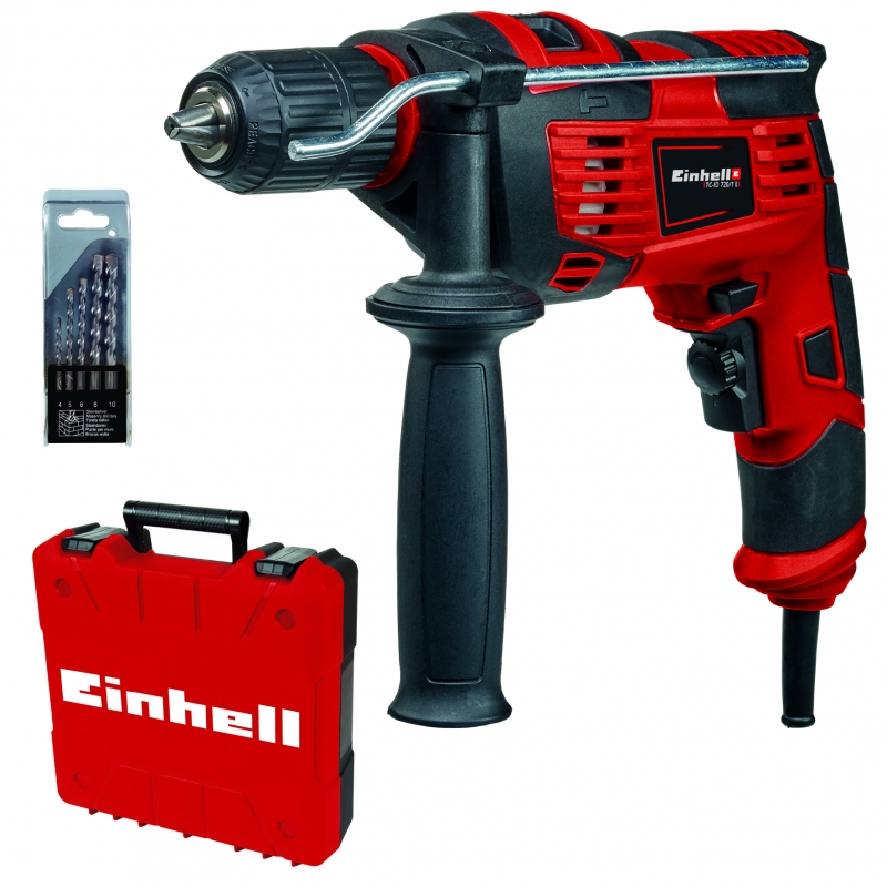 Vrtačka Einhell TC-ID 720/1 E kit v kufru s vrtáky