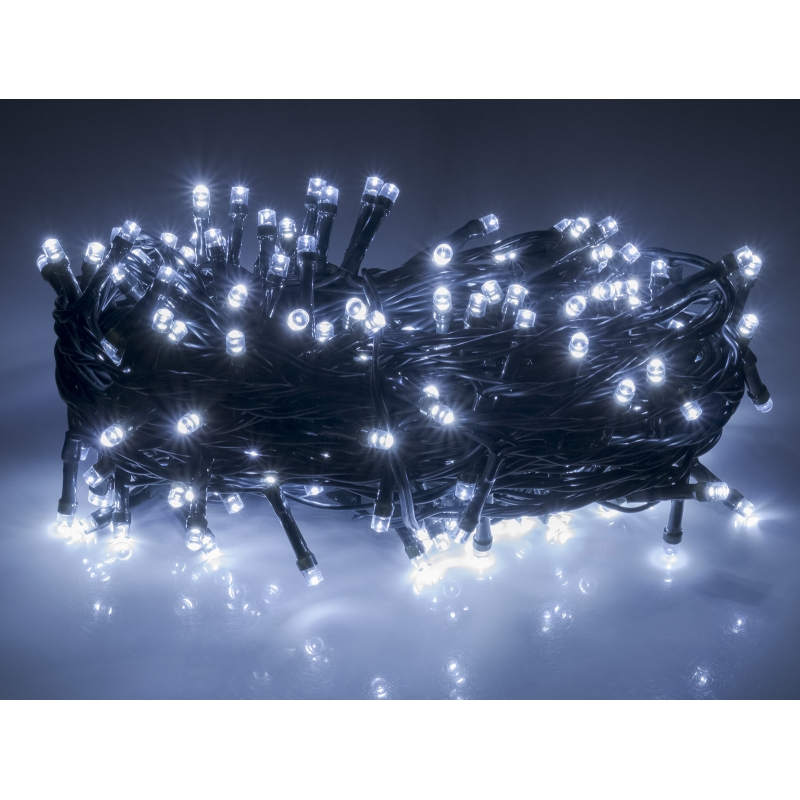Světelný řetěz 200 LED, 20+5 m, studená bílá, 8 funkcí