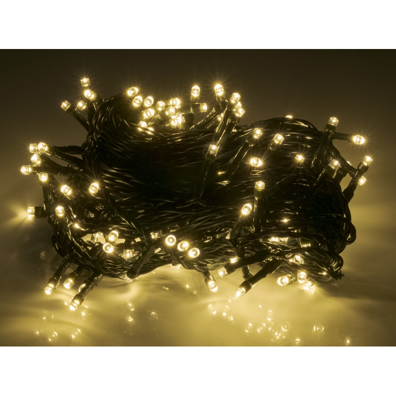 Světelný řetěz 200 LED, 20+5 m, teplá bílá, 8 funkcí