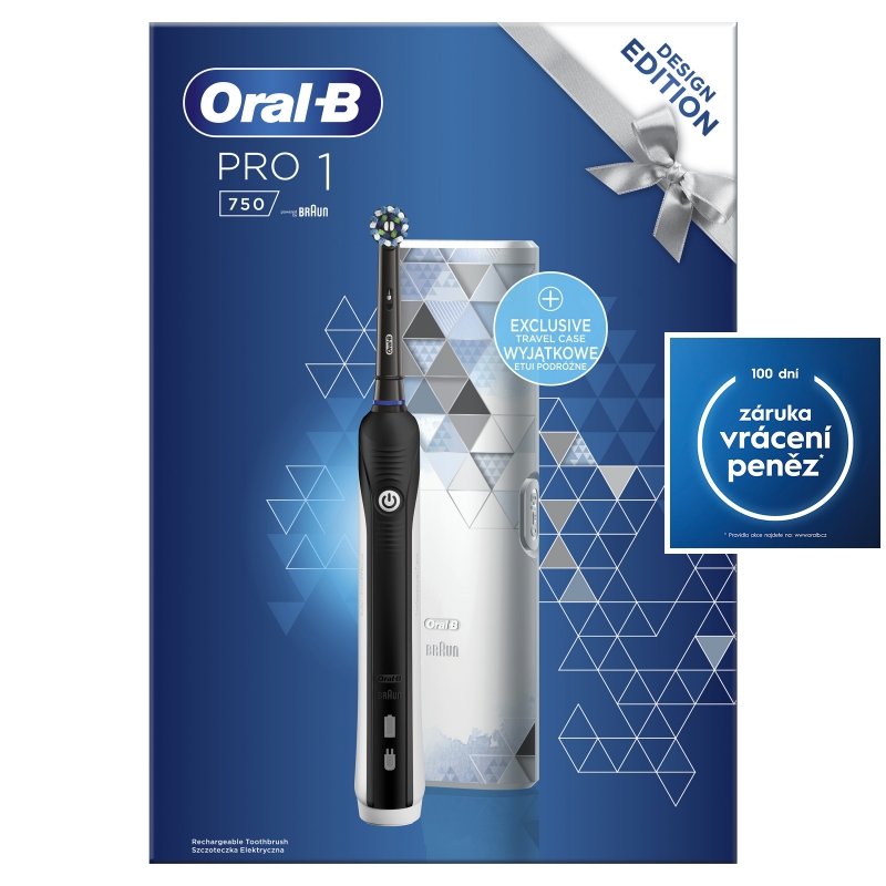 Kartáček Oral-B Pro 1-750 Black s cestovním pouzdrem