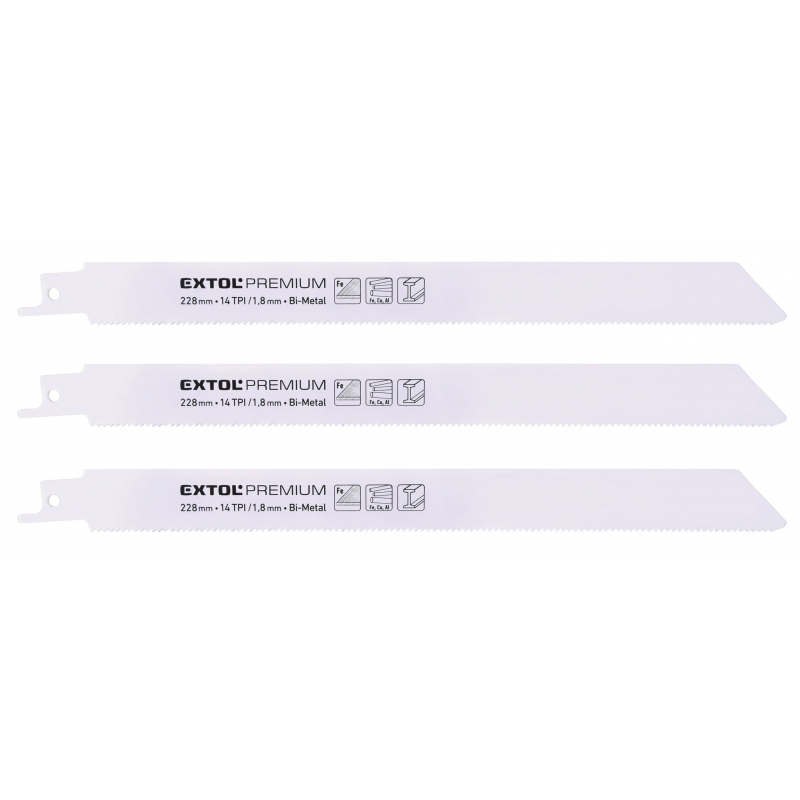 Plátky pilové 3ks, 225 mm, kov, do ocasky, Extol Premium