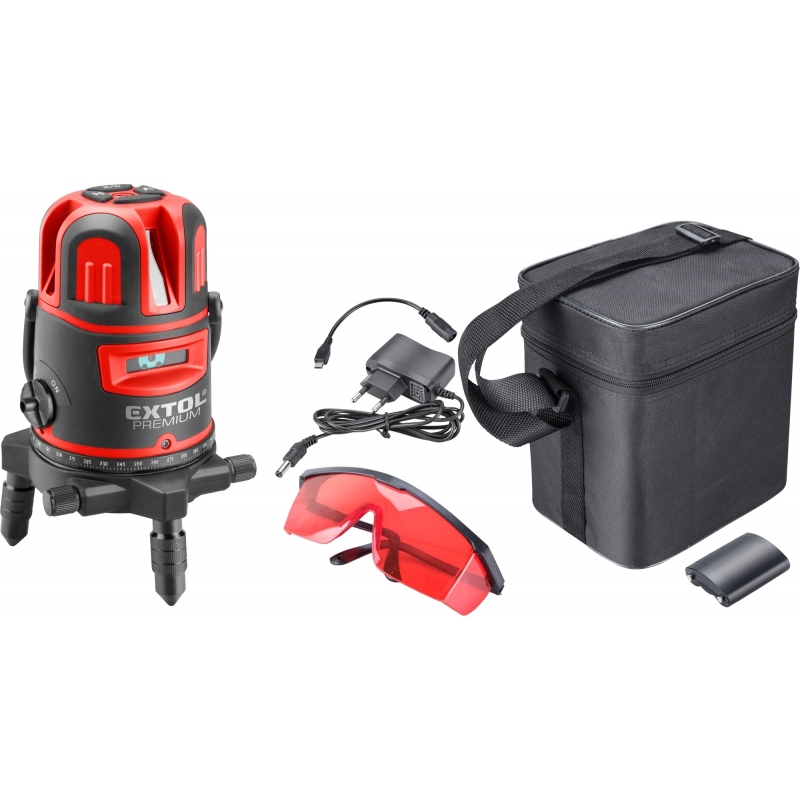 Laser červený, otočný, nabíjecí EXTOL Premium 8823311