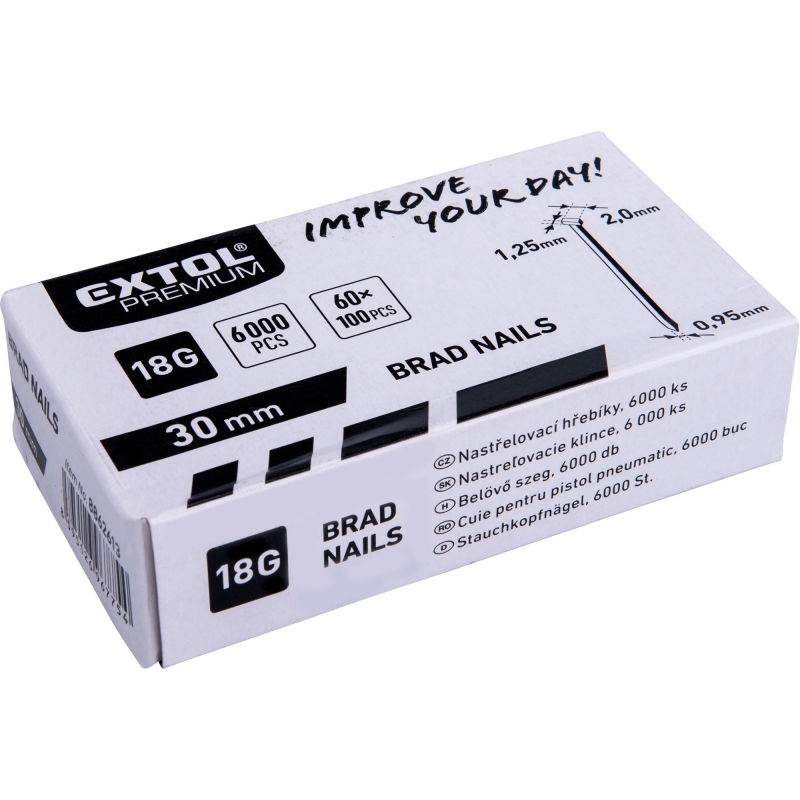 Hřebíky 6000ks, 30 mm, 18G, typ F, nastřelovací