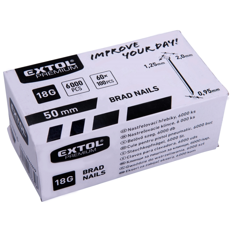 Hřebíky 6000ks, 50 mm, 18G, typ F, nastřelovací