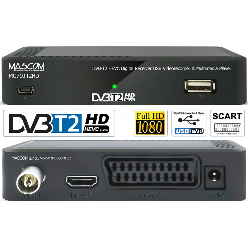 DVB-T přijímač MASCOM MC710T2 HD MINI