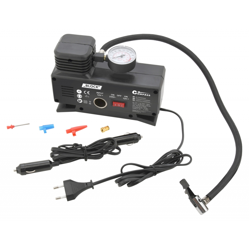 Kompresor 12/230V,17 bar Compass BLOCK s manometrem