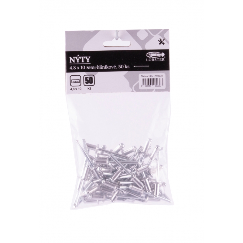Nýty 50ks slepé hliníkové 4,8 x 10 mm
