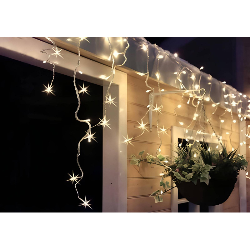 Světelný venkovní závěs 360LED, 9mx0,7m, teplé světlo