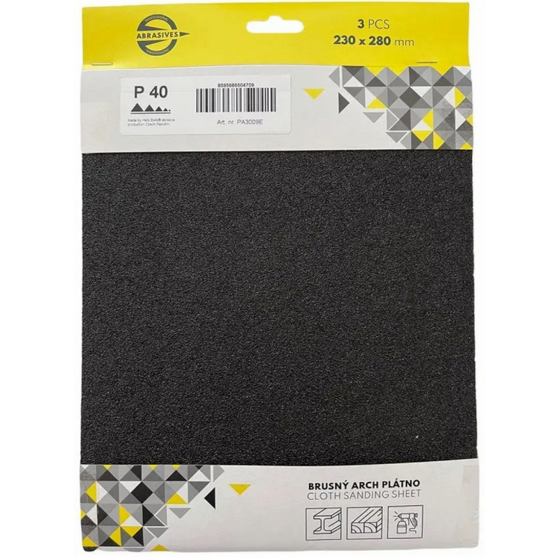 Plátno brusné na dřevo a kov 3 ks, 230 x 280 mm, zrnitost 24