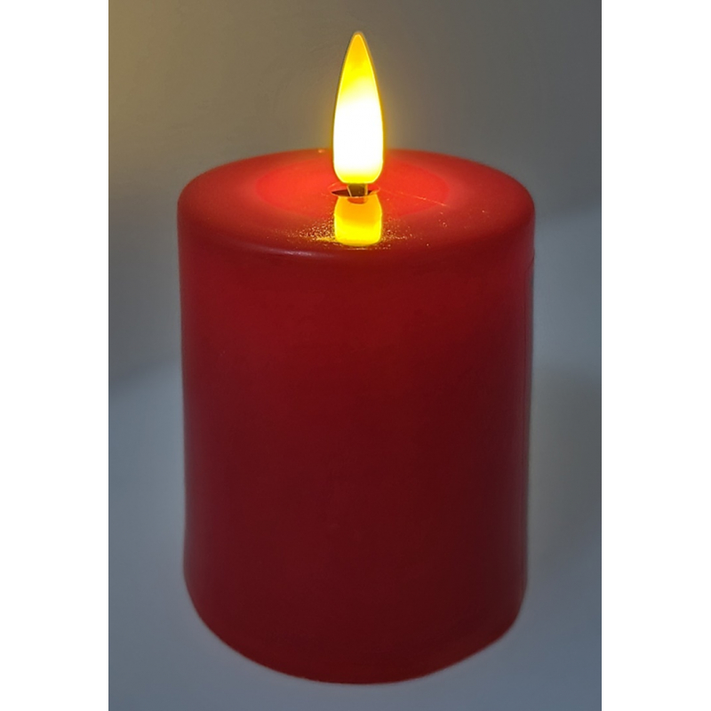 Svíčka LED imitující plamen 9 x 5,8 cm, červená