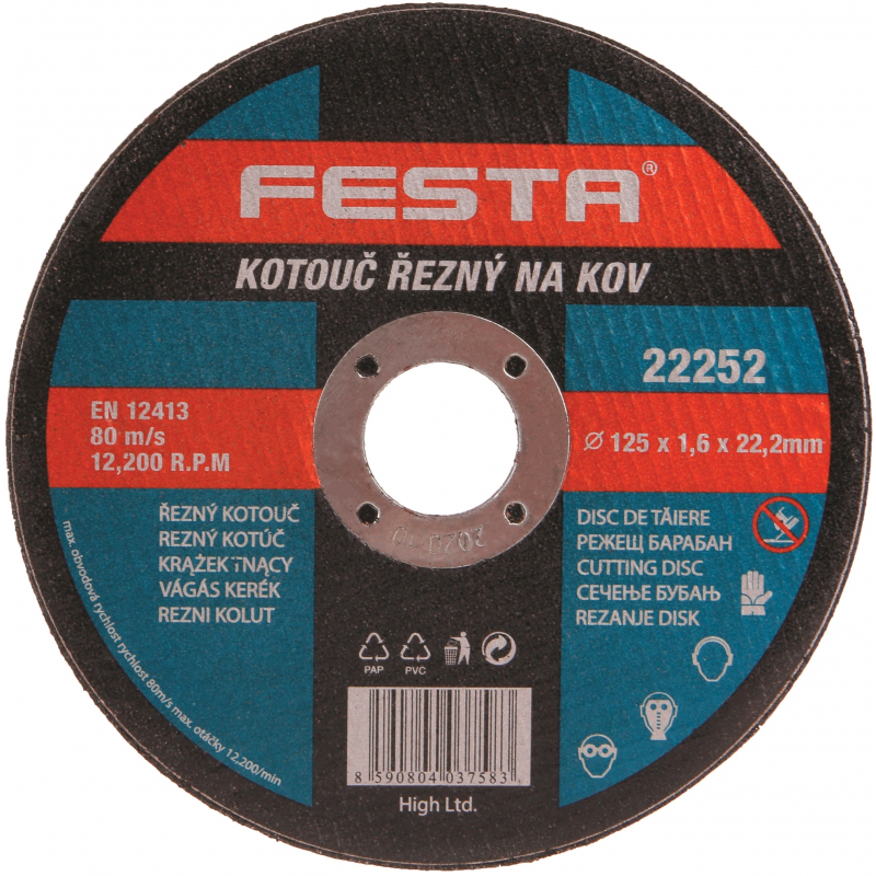 Kotouč řezný na ocel/nerez 125x1,6 mm Festa