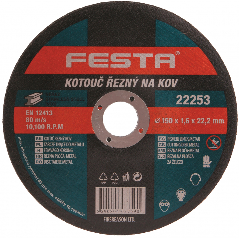 Kotouč řezný na ocel/nerez 150x1,6 mm Festa