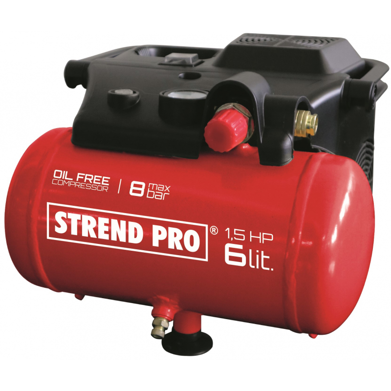 Kompresor 8bar 6l bezolejový Strend Pro BOF1506