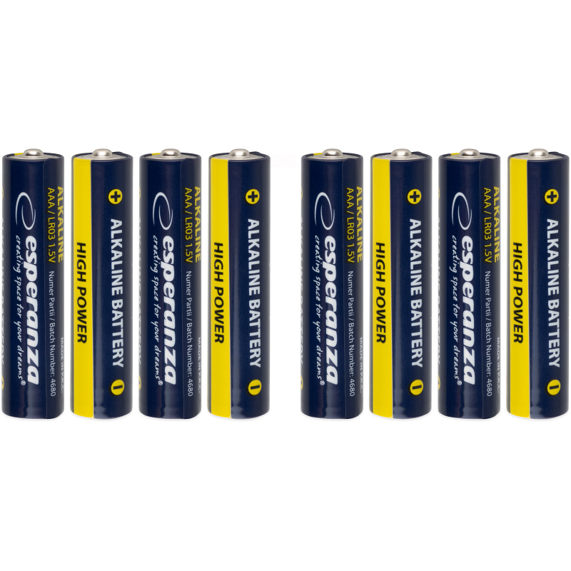 8x alkalická baterie Esperanza LR03 HIGH POWER, AAA