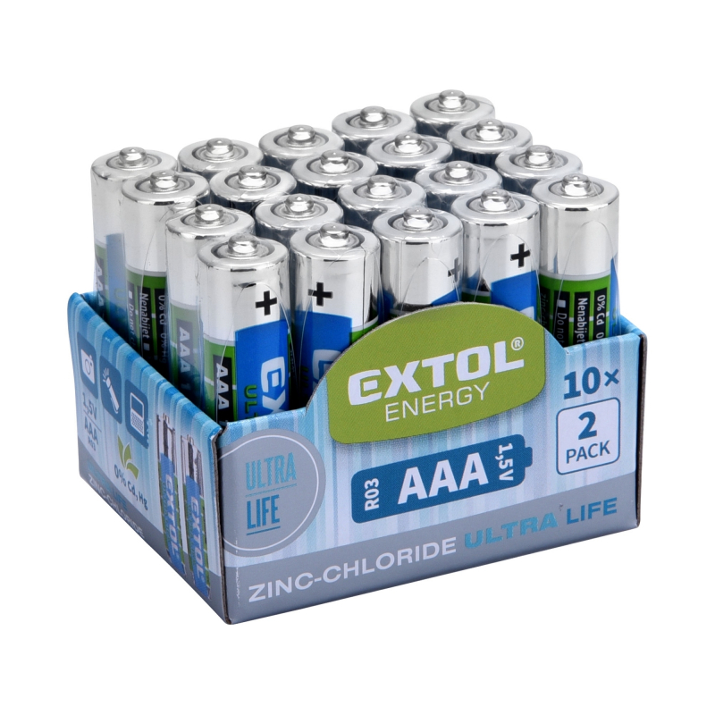 20x AAA baterie EXTOL ENERGY R03 mikrotužková