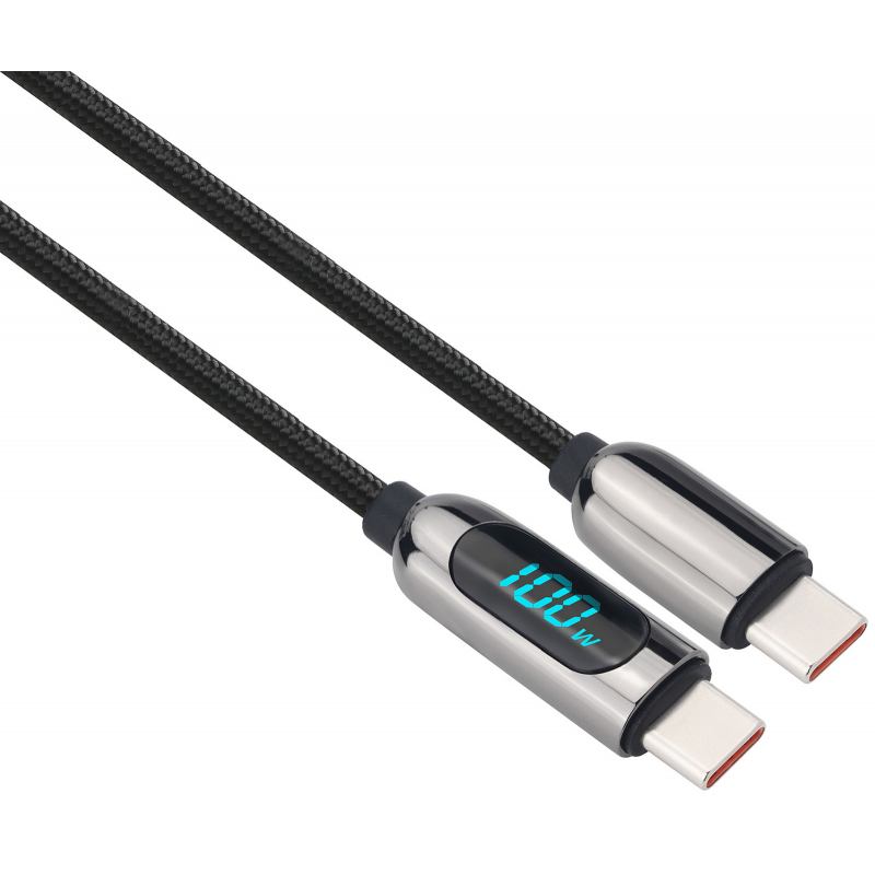 Kabel Solight USB 3.1 C-C, 2m, LCD, rychlé nabíjení 100W