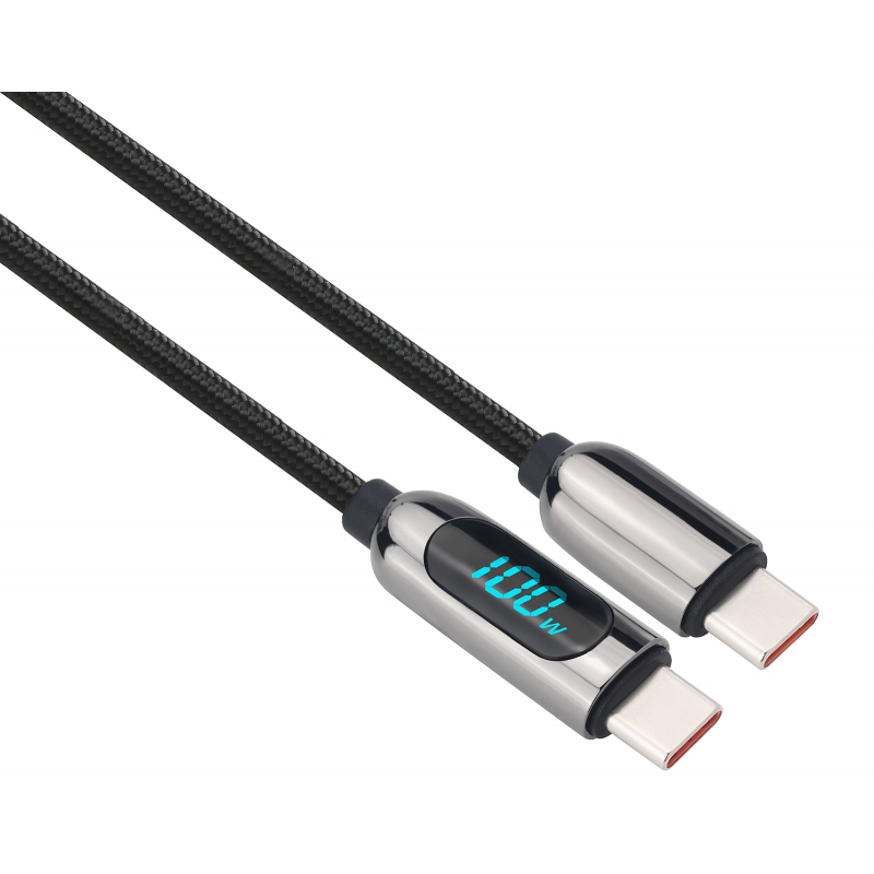 Kabel Solight USB 3.1 C-C, 1m, LCD, rychlé nabíjení 100W