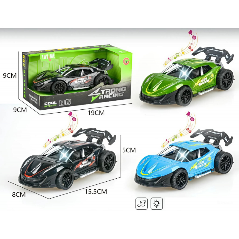 Auto závodní s efekty 16 cm, setrvačník