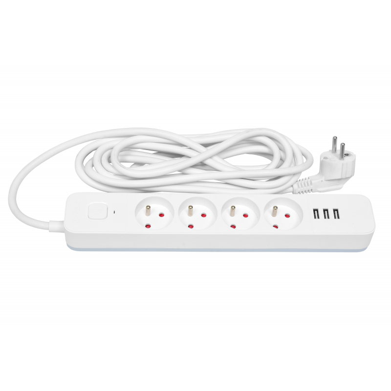 Prodlužovák 16A/3m,4x230V,3xUSB-A, vypínač