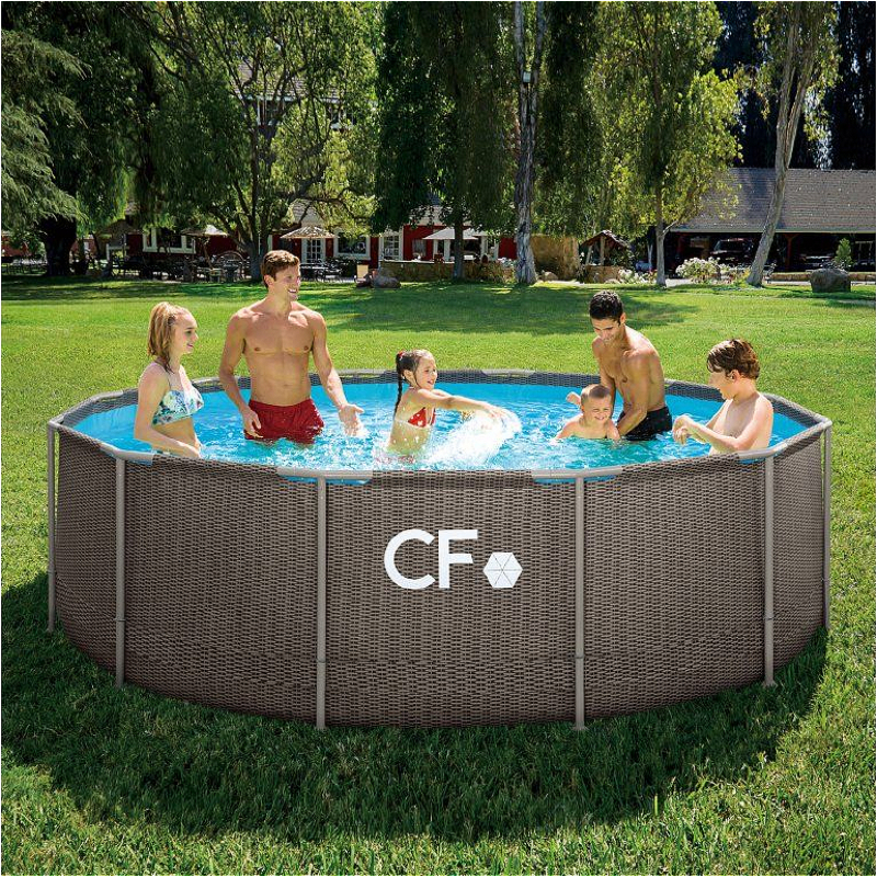 Bazén 366 x 99 cm CF FRAME BAZ0061 motiv ratan s pevnou konstrukcí