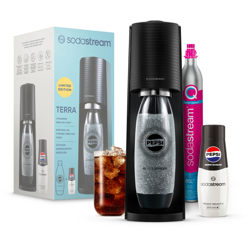 SODASTREAM výrobník sody Terra Black Pepsi Zero MegaPack